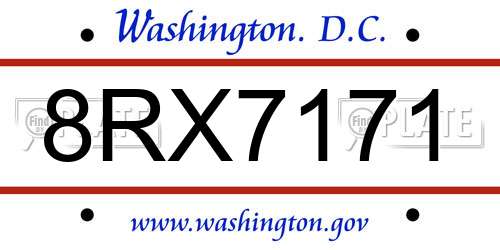 8RX7171 District Of Columbia License Plate