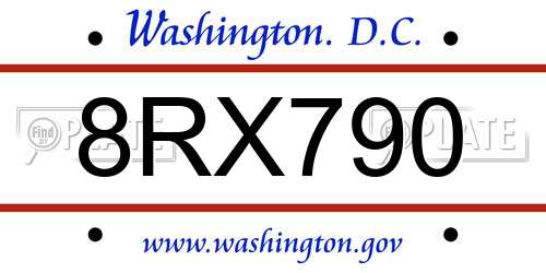 8RX790 District Of Columbia License Plate