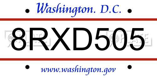 8RXD505 District Of Columbia License Plate