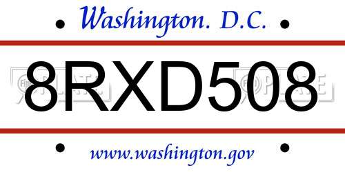 8RXD508 District Of Columbia License Plate