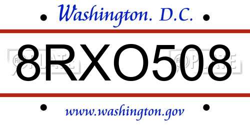 8RXO508 District Of Columbia License Plate