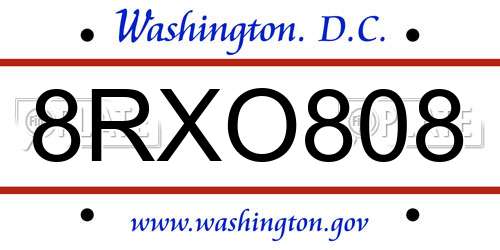 8RXO808 District Of Columbia License Plate
