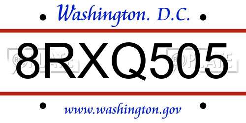 8RXQ505 District Of Columbia License Plate