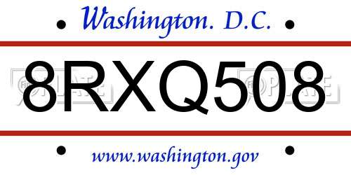 8RXQ508 District Of Columbia License Plate