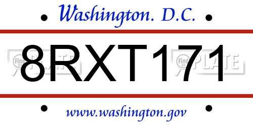 8RXT171 District Of Columbia License Plate