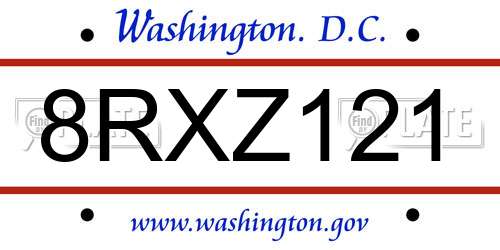 8RXZ121 District Of Columbia License Plate
