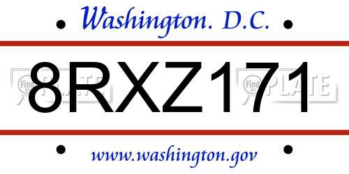8RXZ171 District Of Columbia License Plate