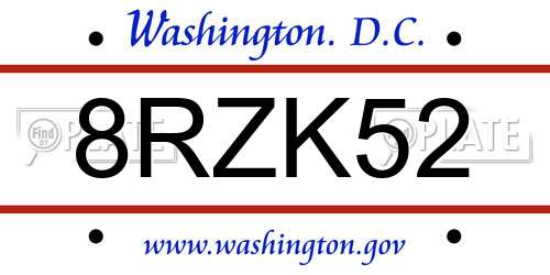 8RZK52 District Of Columbia License Plate