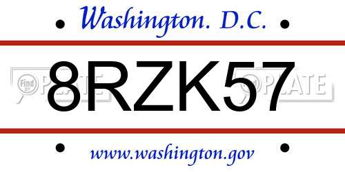 8RZK57 District Of Columbia License Plate