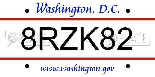 8RZK82 District Of Columbia License Plate