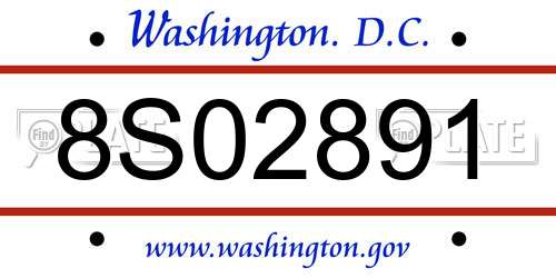 8S02891 District Of Columbia License Plate