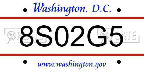 8S02G5 District Of Columbia License Plate