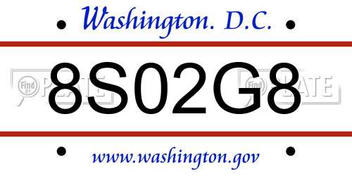 8S02G8 District Of Columbia License Plate