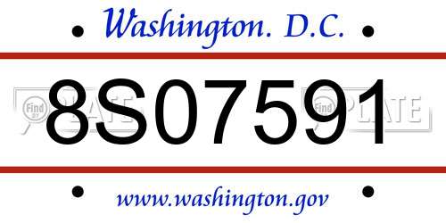8S07591 District Of Columbia License Plate