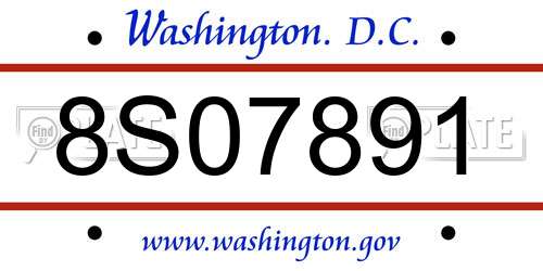 8S07891 District Of Columbia License Plate