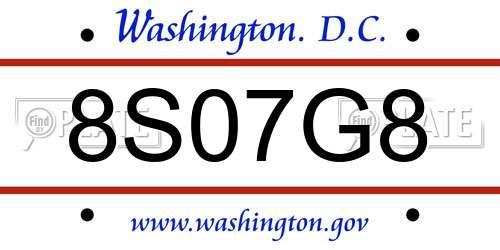 8S07G8 District Of Columbia License Plate