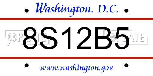 8S12B5 District Of Columbia License Plate