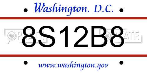 8S12B8 District Of Columbia License Plate