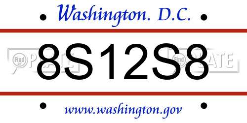 8S12S8 District Of Columbia License Plate
