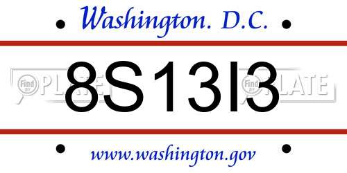 8S13I3 District Of Columbia License Plate
