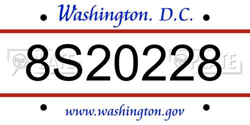 8S20228 District Of Columbia License Plate