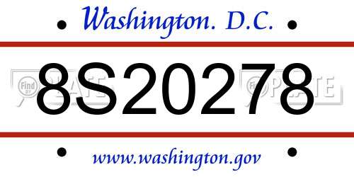 8S20278 District Of Columbia License Plate