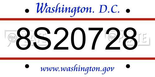 8S20728 District Of Columbia License Plate