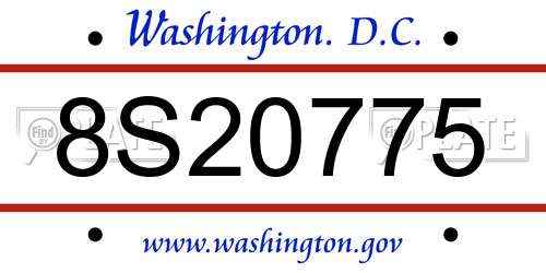 8S20775 District Of Columbia License Plate