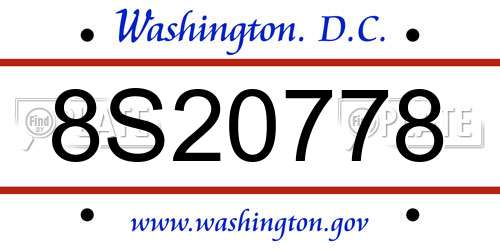 8S20778 District Of Columbia License Plate