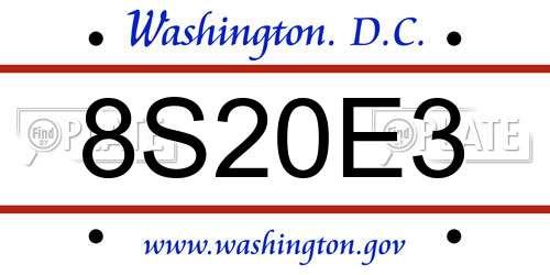 8S20E3 District Of Columbia License Plate