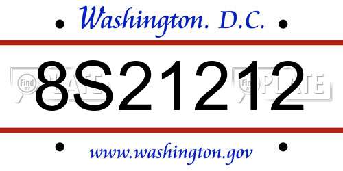 8S21212 District Of Columbia License Plate