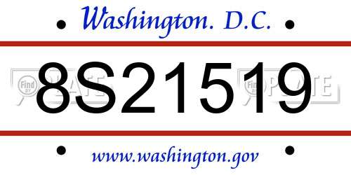 8S21519 District Of Columbia License Plate