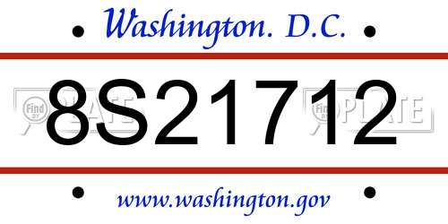 8S21712 District Of Columbia License Plate