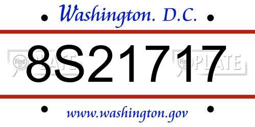 8S21717 District Of Columbia License Plate