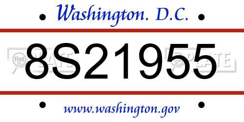 8S21955 District Of Columbia License Plate
