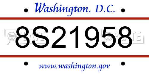 8S21958 District Of Columbia License Plate