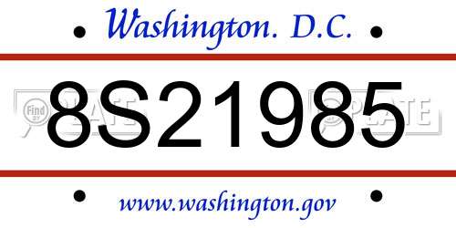 8S21985 District Of Columbia License Plate