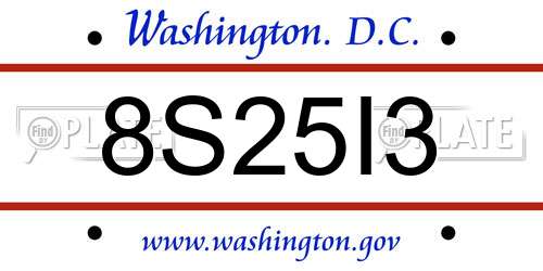 8S25I3 District Of Columbia License Plate