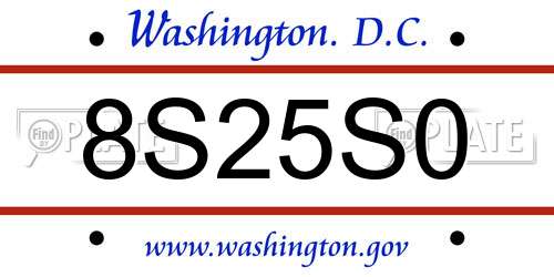 8S25S0 District Of Columbia License Plate