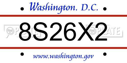 8S26X2 District Of Columbia License Plate