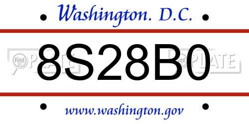 8S28B0 District Of Columbia License Plate