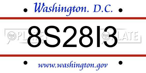 8S28I3 District Of Columbia License Plate