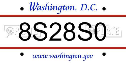 8S28S0 District Of Columbia License Plate