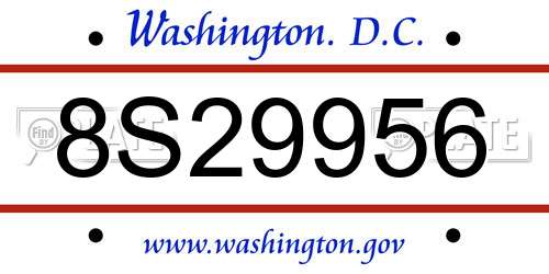 8S29956 District Of Columbia License Plate