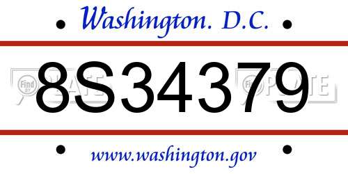 8S34379 District Of Columbia License Plate