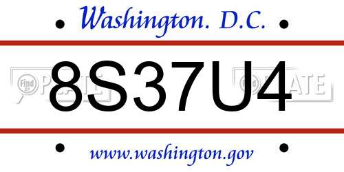 8S37U4 District Of Columbia License Plate
