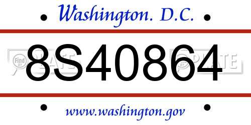 8S40864 District Of Columbia License Plate