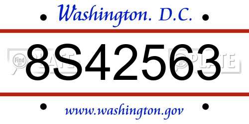 8S42563 District Of Columbia License Plate