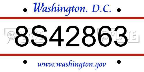 8S42863 District Of Columbia License Plate