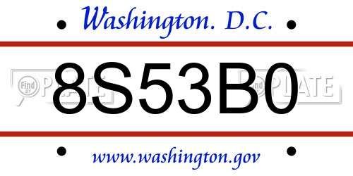8S53B0 District Of Columbia License Plate